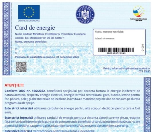 Așa arata cardul de energie, pe care românii cu venituri mici îl vor putea folosi pentru plata facturilor la utilități